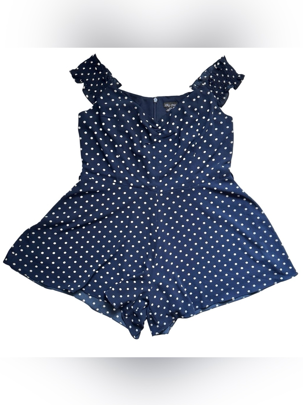City Chic Blue and White Polka Dot Romper, Size 16 - EUC - Picture 5 of 8